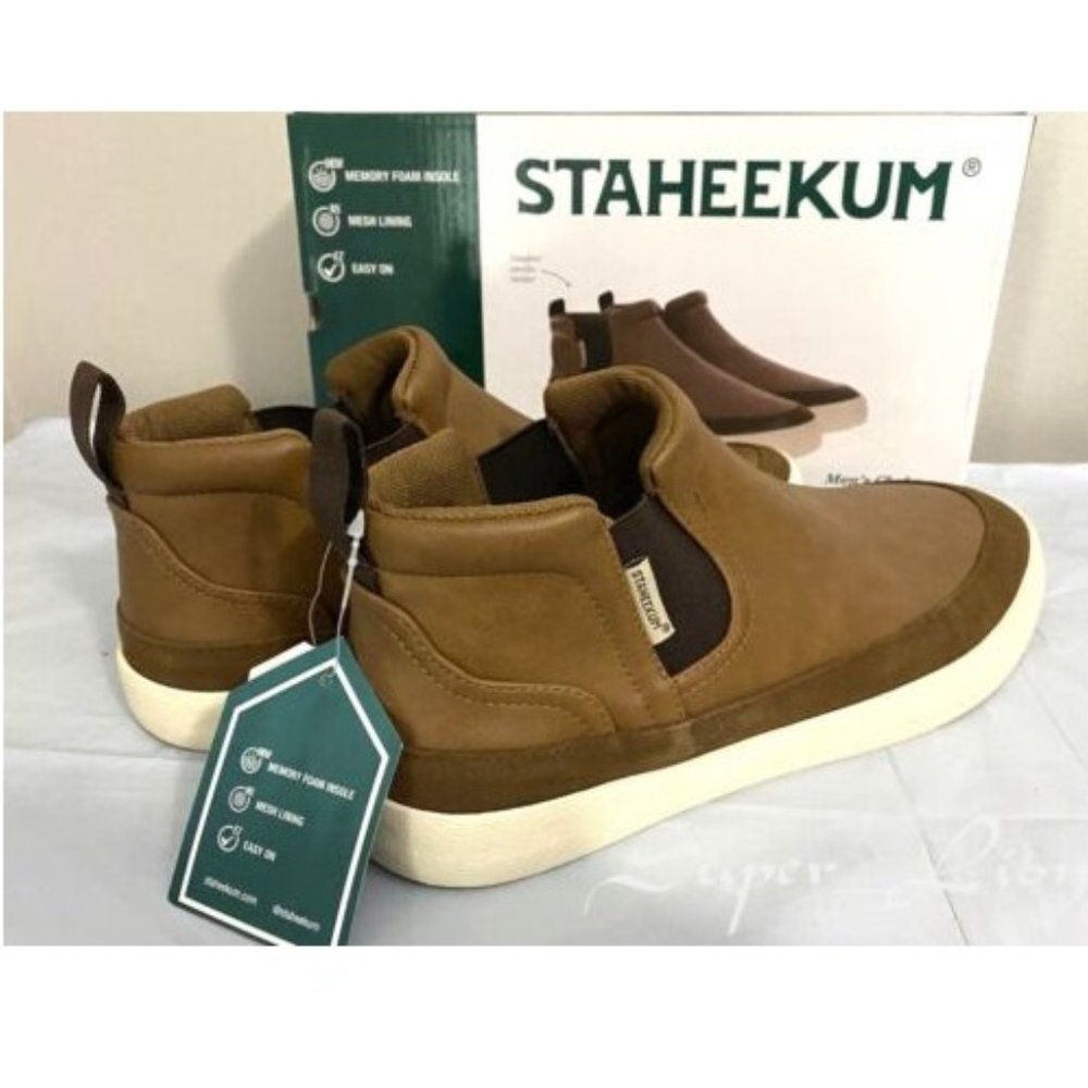 Staheekum Men's Memory Foam Mesh Lining Chelsea Shoes BROWN - Picture 7 of 8